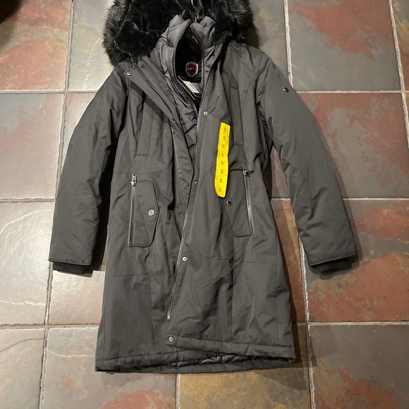 1 Madison Expedition Women's Faux Fur Trim Parka Jacket Coat Small Black - Picture 5 of 7